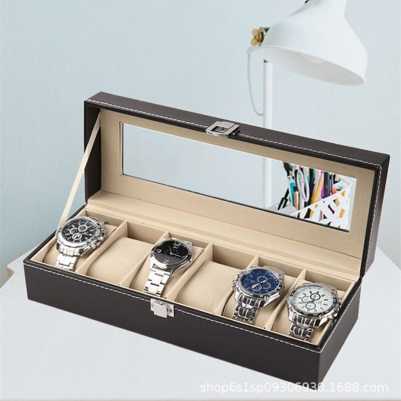 Caja organizadora de piel para relojes, gafas y joyas