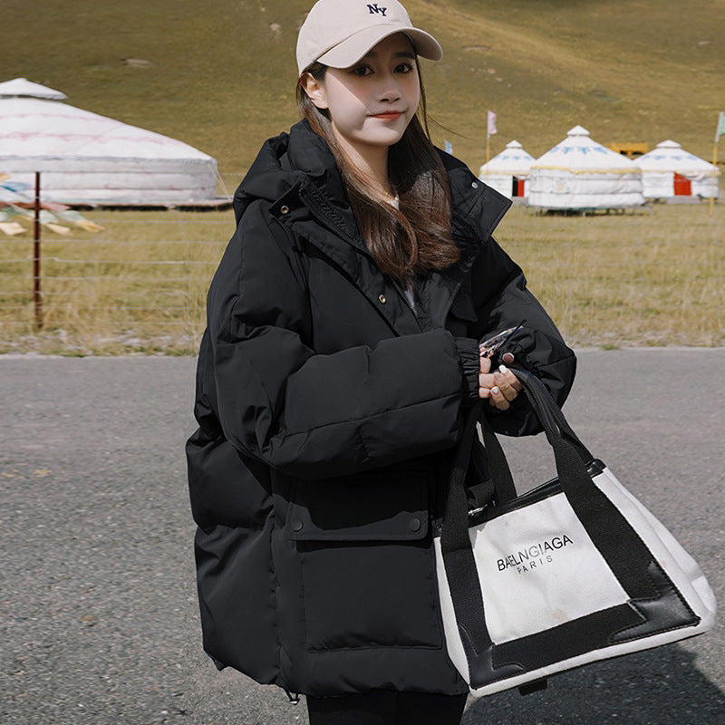 2024 Winter New Cotton-padded Coat Cotton-padded Coat Women's Hooded Bread Suit Short Small College-style Age-reducing Cotton-padded Coat Coat Padilla Innovations LLC