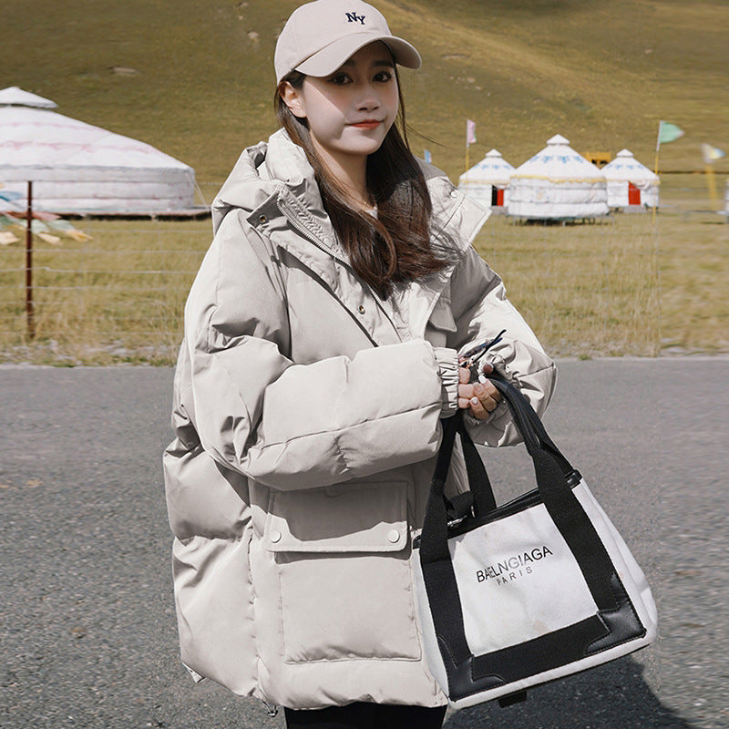 2024 Winter New Cotton-padded Coat Cotton-padded Coat Women's Hooded Bread Suit Short Small College-style Age-reducing Cotton-padded Coat Coat Padilla Innovations LLC