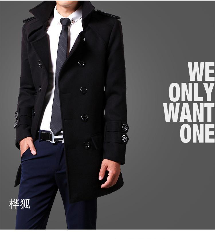 Foreign Trade 2024 Autumn and Winter New Men's Coat Slim-fit Korean Coat Woolen Double-breasted Youth Men's Thick Coat Padilla Innovations LLC