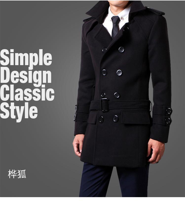 Foreign Trade 2024 Autumn and Winter New Men's Coat Slim-fit Korean Coat Woolen Double-breasted Youth Men's Thick Coat Padilla Innovations LLC