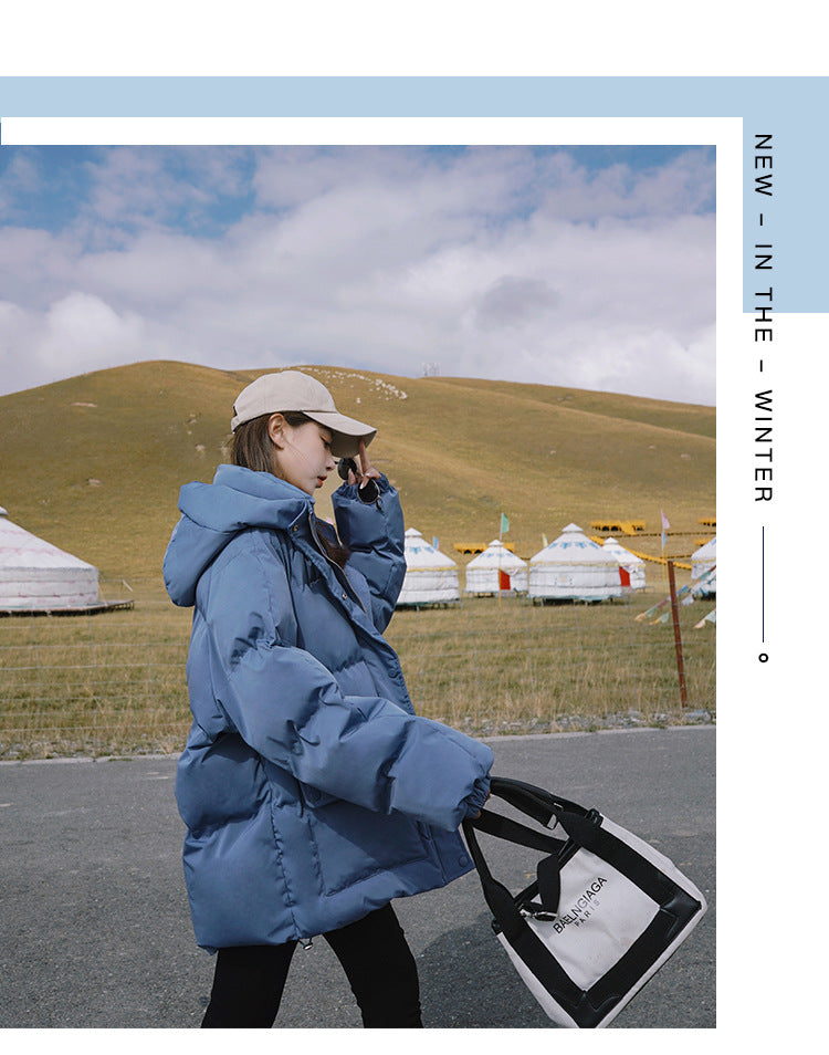 2024 Winter New Cotton-padded Coat Cotton-padded Coat Women's Hooded Bread Suit Short Small College-style Age-reducing Cotton-padded Coat Coat Padilla Innovations LLC