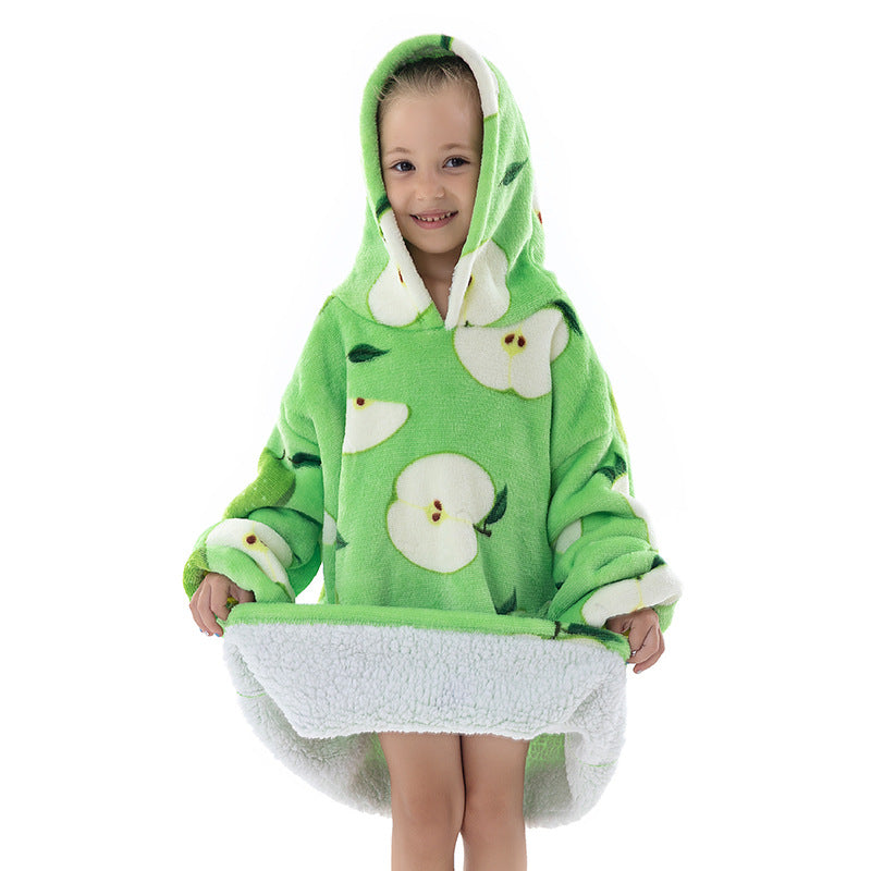 New composite winter clothes home pajamas lazy TV blanket baby flannel oversized super thick lambswool cartoon