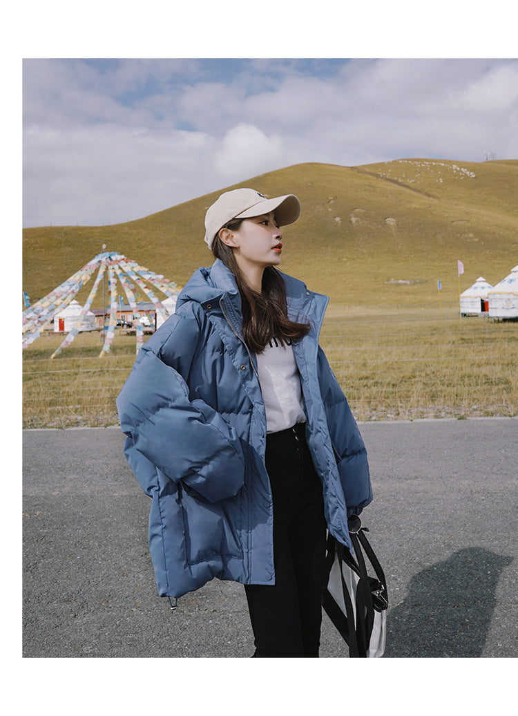 2024 Winter New Cotton-padded Coat Cotton-padded Coat Women's Hooded Bread Suit Short Small College-style Age-reducing Cotton-padded Coat Coat Padilla Innovations LLC