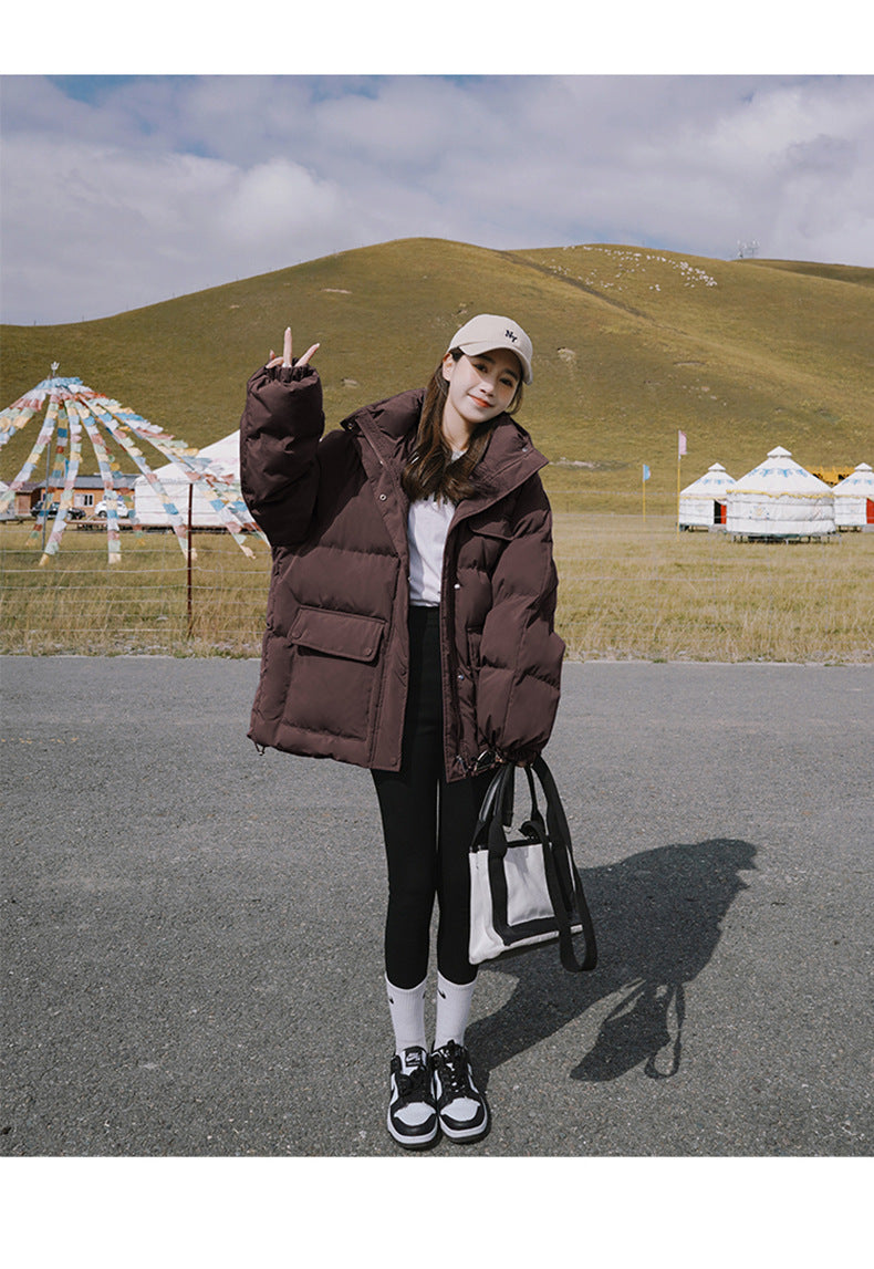 2024 Winter New Cotton-padded Coat Cotton-padded Coat Women's Hooded Bread Suit Short Small College-style Age-reducing Cotton-padded Coat Coat Padilla Innovations LLC