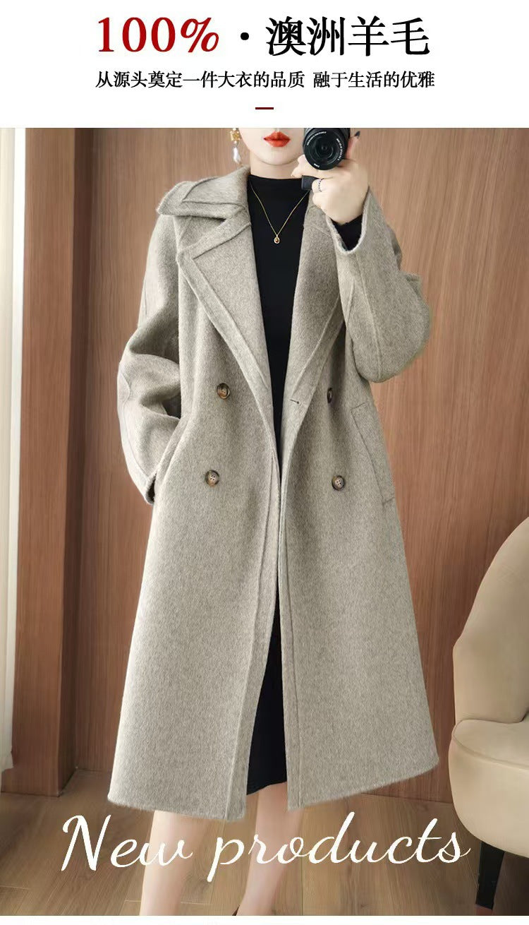 24 Winter New Mid-length Double-sided Wool Coat New Popular Cashmere Coat Thickened Over-the-knee Wool Coat Padilla Innovations LLC