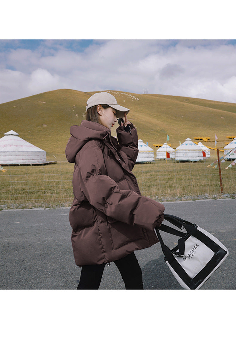 2024 Winter New Cotton-padded Coat Cotton-padded Coat Women's Hooded Bread Suit Short Small College-style Age-reducing Cotton-padded Coat Coat Padilla Innovations LLC