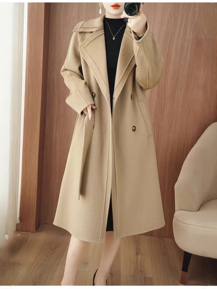 24 Winter New Mid-length Double-sided Wool Coat New Popular Cashmere Coat Thickened Over-the-knee Wool Coat Padilla Innovations LLC