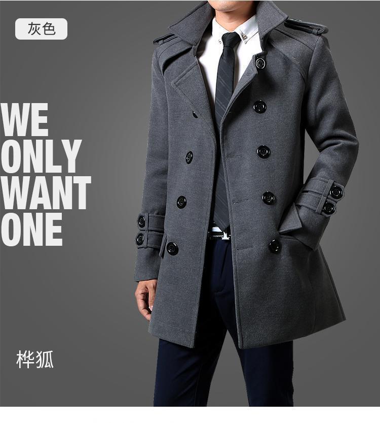 Foreign Trade 2024 Autumn and Winter New Men's Coat Slim-fit Korean Coat Woolen Double-breasted Youth Men's Thick Coat Padilla Innovations LLC