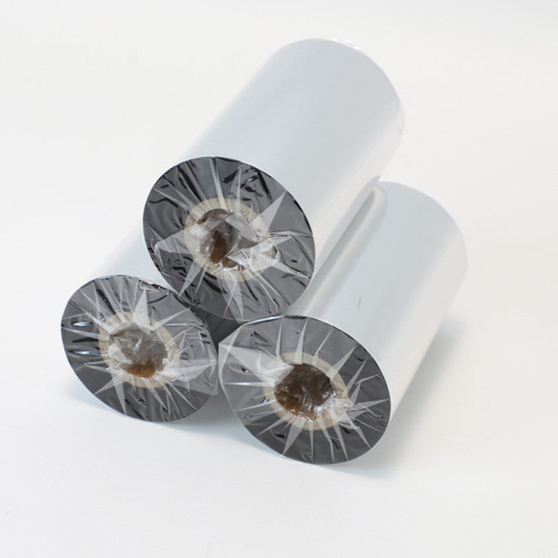 Barcode Printer Ribbon, Self-Adhesive Labels, Coated Paper, Matte Silver Stickers, Hang Tags, Wax-Based, Mixed Base, Full Resin Ribbon