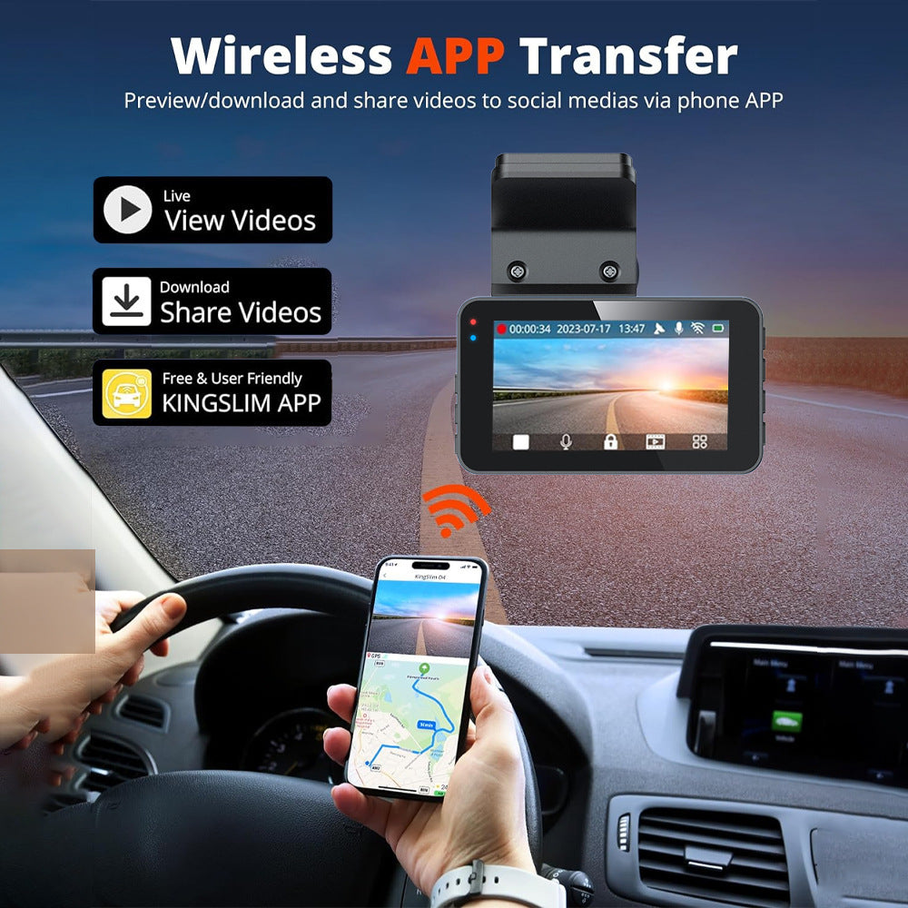 4K Front + 1080p Rear Wi-Fi Dash Camera with ADAS/GPS Options
