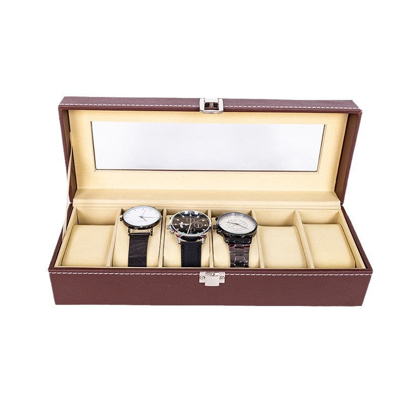 Caja organizadora de piel para relojes, gafas y joyas