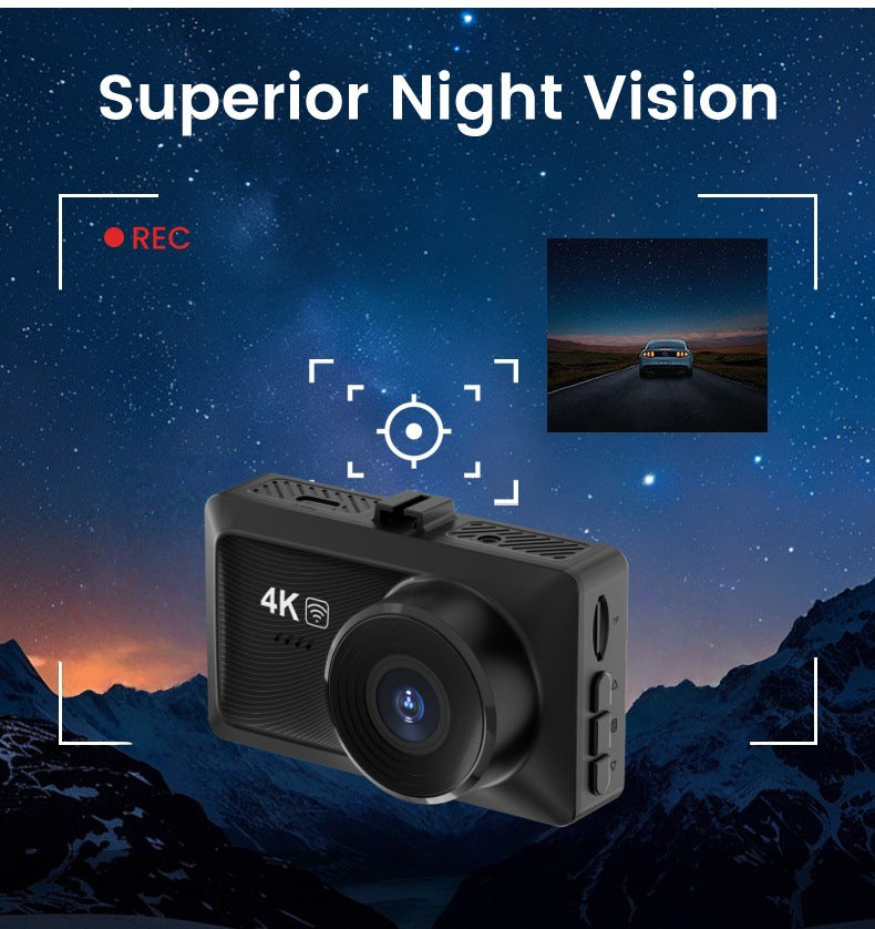 4K Front + Rear Wi-Fi Dash Camera with Night Vision