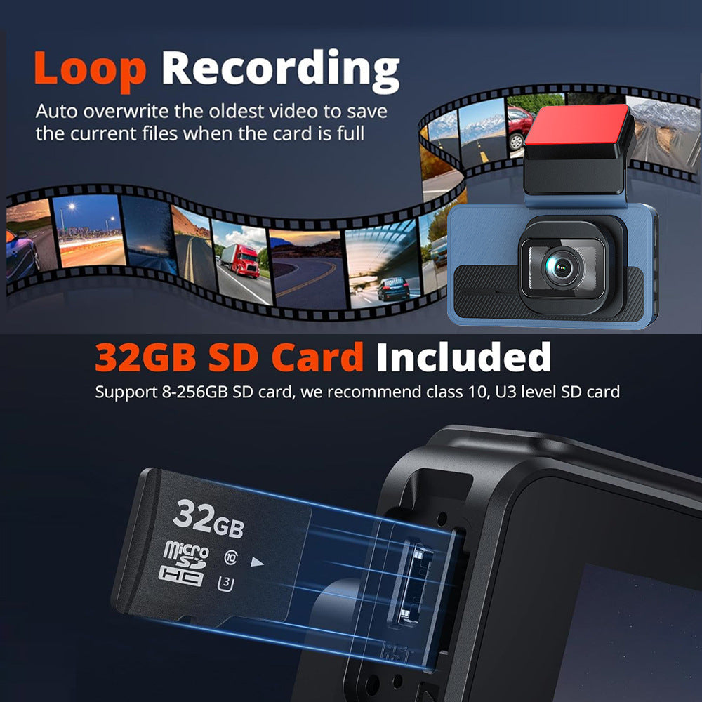 4K Front + 1080p Rear Wi-Fi Dash Camera with ADAS/GPS Options