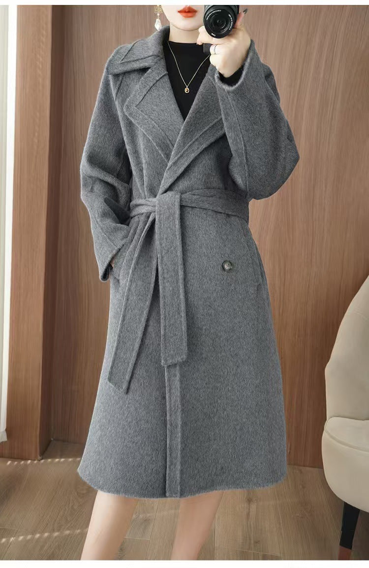 24 Winter New Mid-length Double-sided Wool Coat New Popular Cashmere Coat Thickened Over-the-knee Wool Coat Padilla Innovations LLC