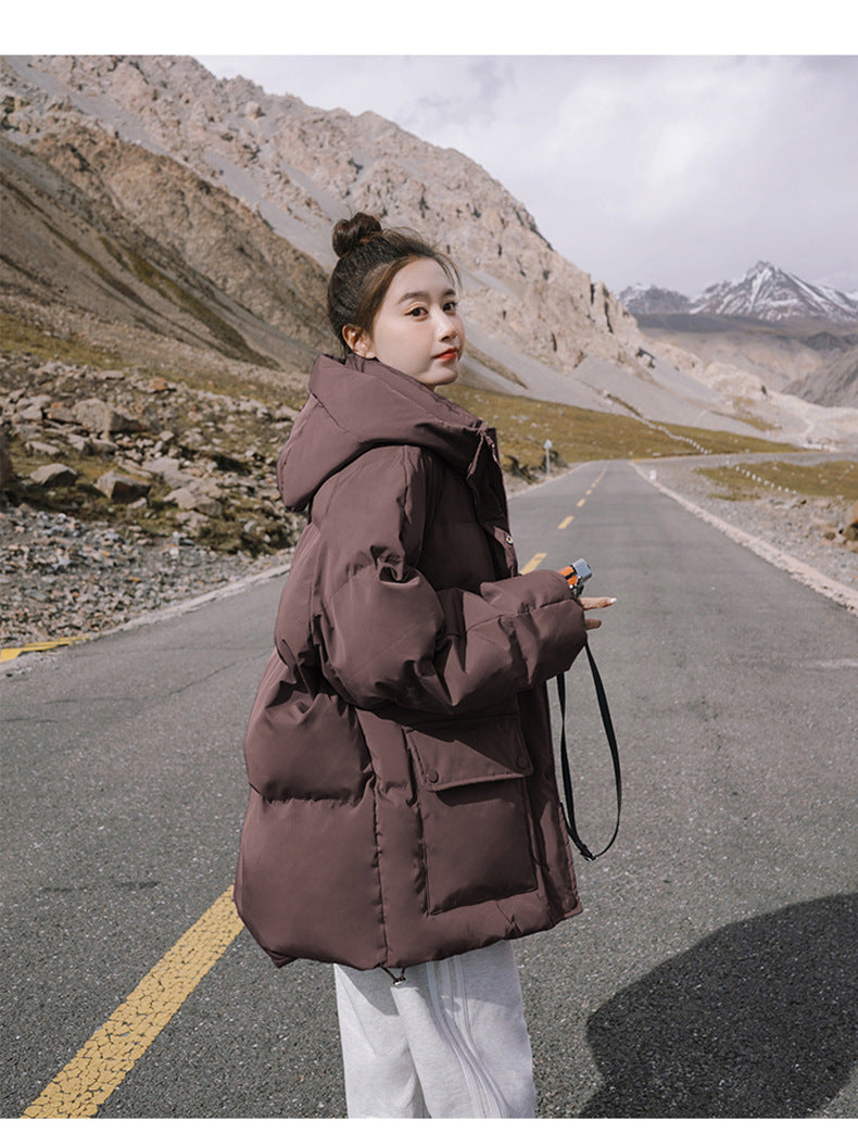 2024 Winter New Cotton-padded Coat Cotton-padded Coat Women's Hooded Bread Suit Short Small College-style Age-reducing Cotton-padded Coat Coat Padilla Innovations LLC