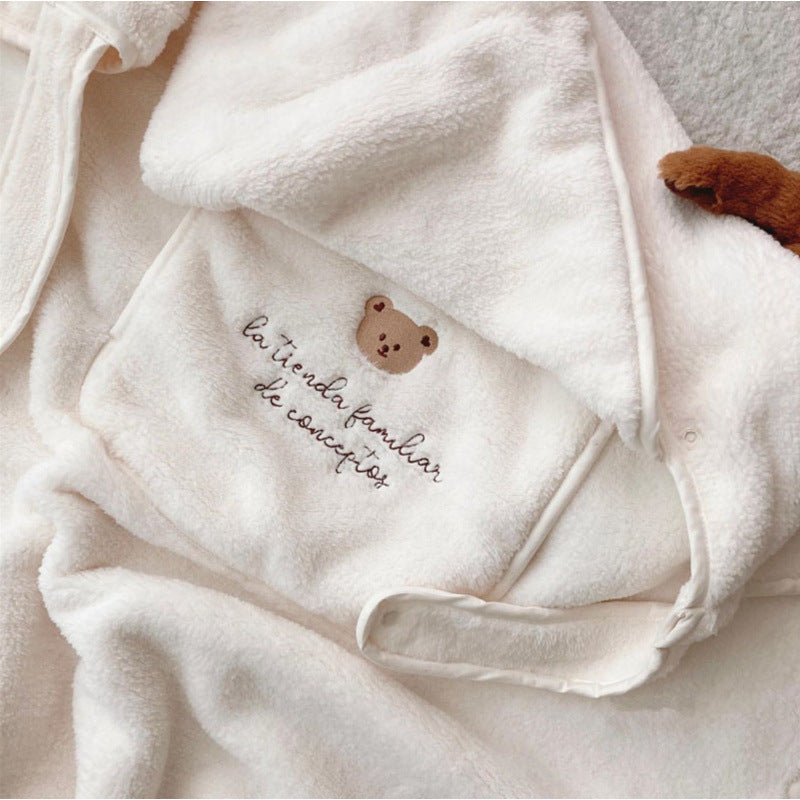 Embroidered Animal Baby Carrier Blanket – 80 × 85 cm