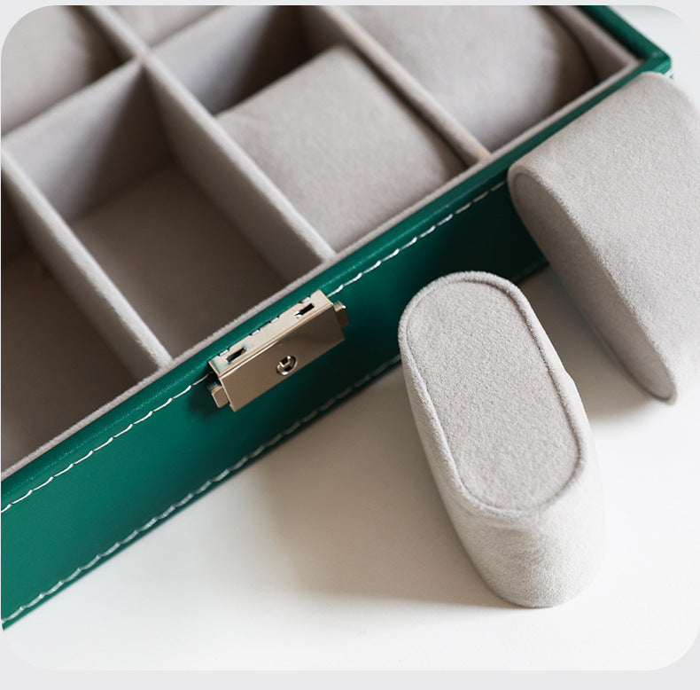 Caja de cuero para guardar relojes y joyas con cerradura