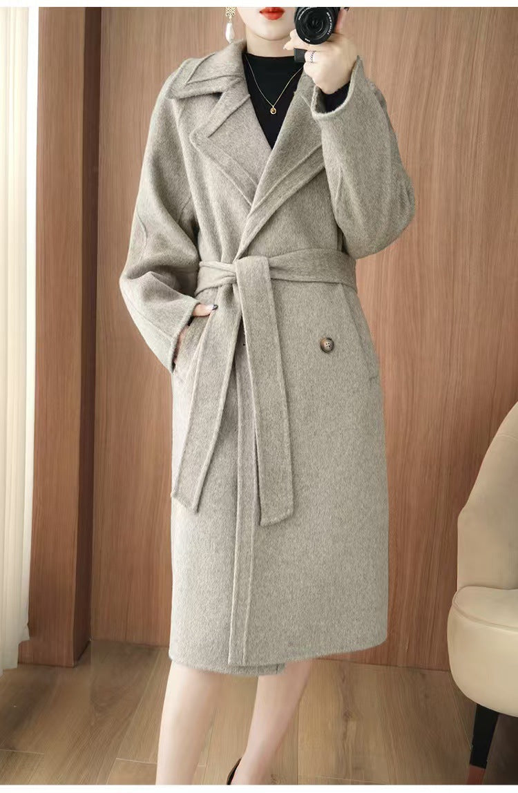 24 Winter New Mid-length Double-sided Wool Coat New Popular Cashmere Coat Thickened Over-the-knee Wool Coat Padilla Innovations LLC