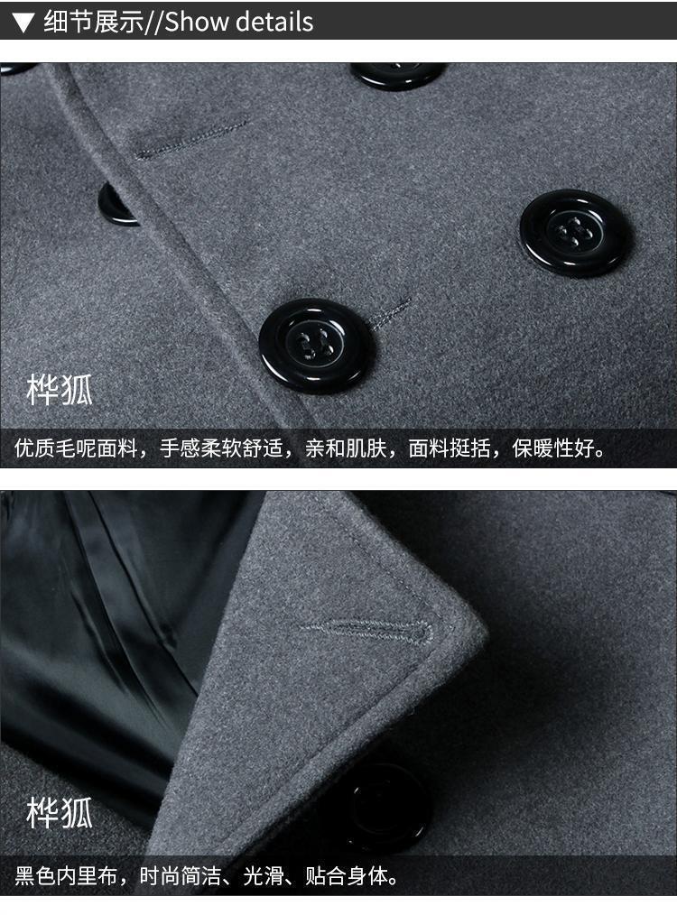 Foreign Trade 2024 Autumn and Winter New Men's Coat Slim-fit Korean Coat Woolen Double-breasted Youth Men's Thick Coat Padilla Innovations LLC