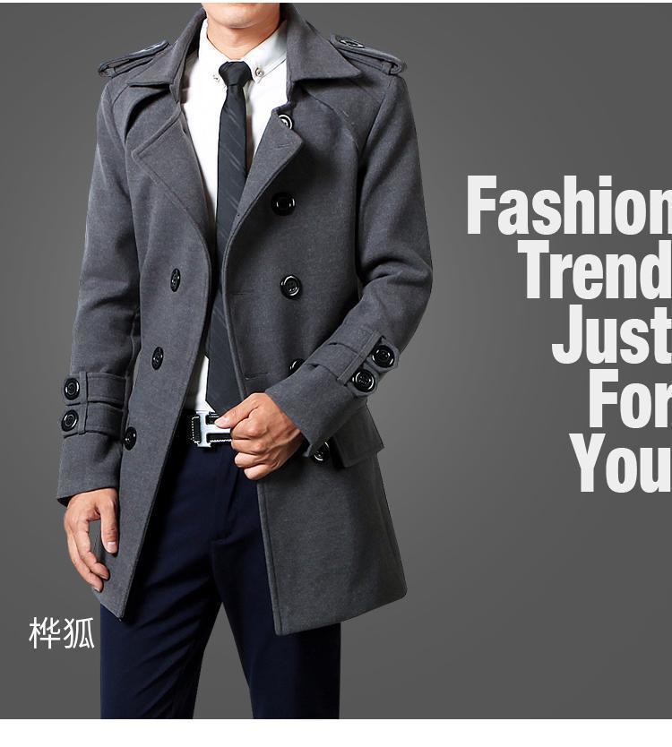 Foreign Trade 2024 Autumn and Winter New Men's Coat Slim-fit Korean Coat Woolen Double-breasted Youth Men's Thick Coat Padilla Innovations LLC