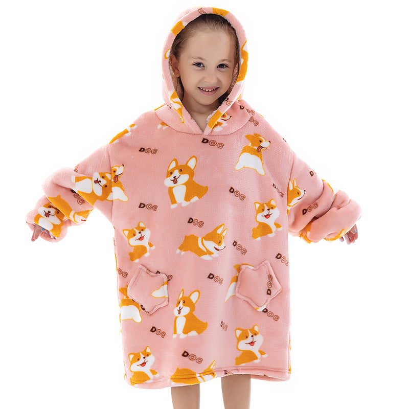 New composite winter clothes home pajamas lazy TV blanket baby flannel oversized super thick lambswool cartoon