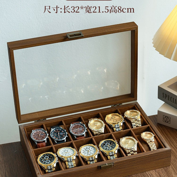 Leather Watch & Jewelry Storage Box with Lock