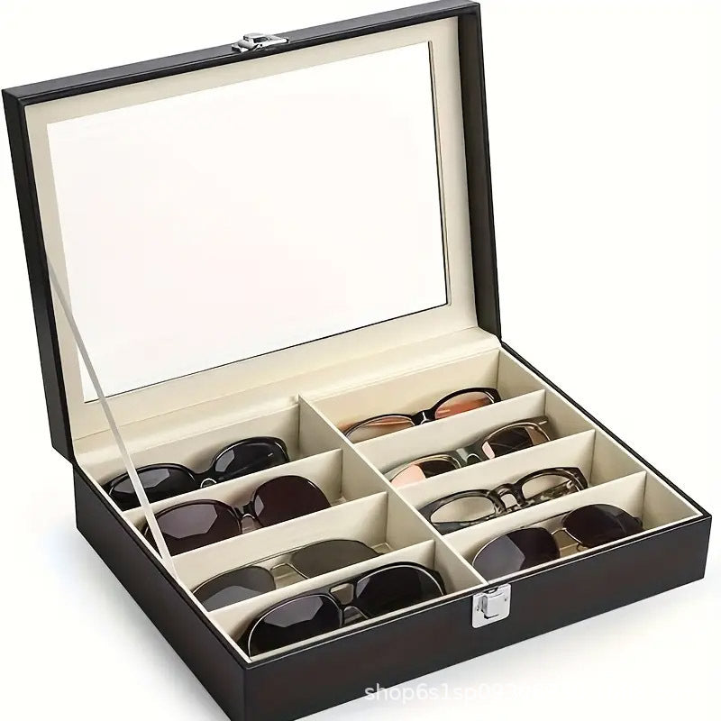 Caja organizadora de piel para relojes, gafas y joyas
