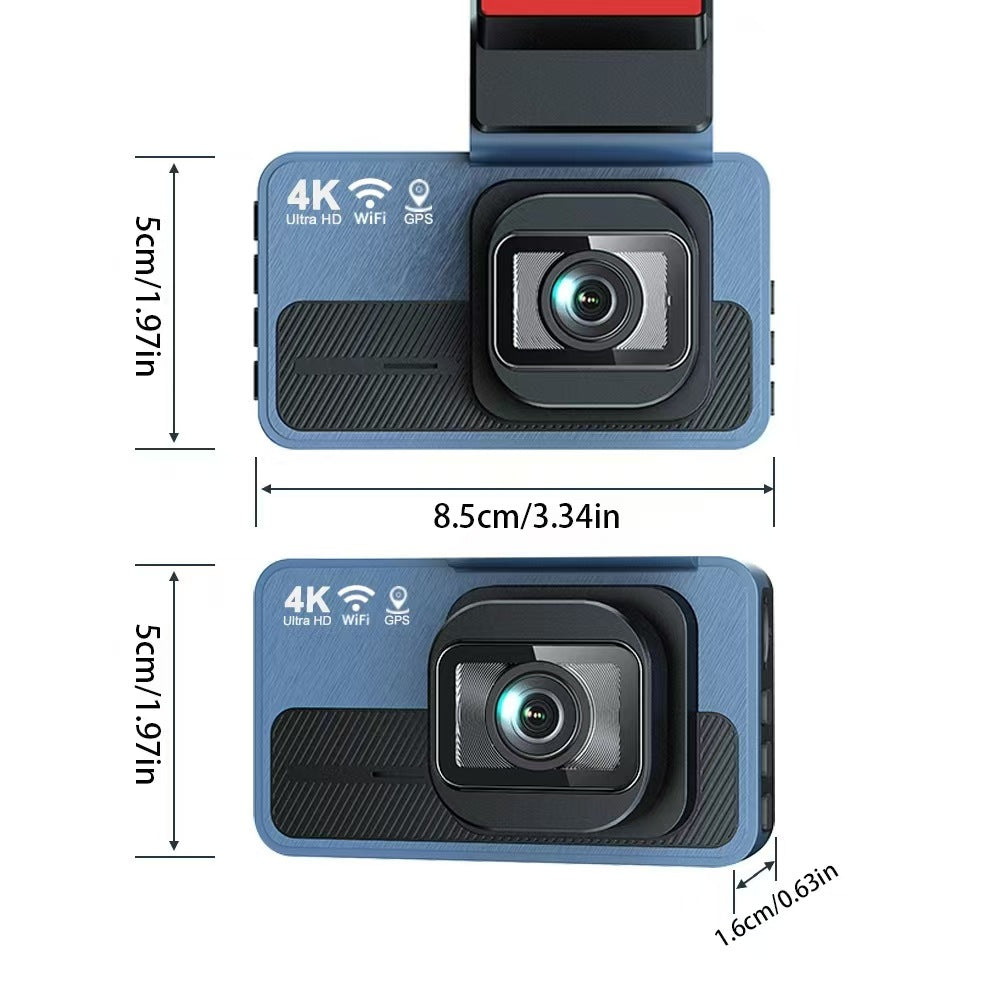 4K Front + 1080p Rear Wi-Fi Dash Camera with ADAS/GPS Options