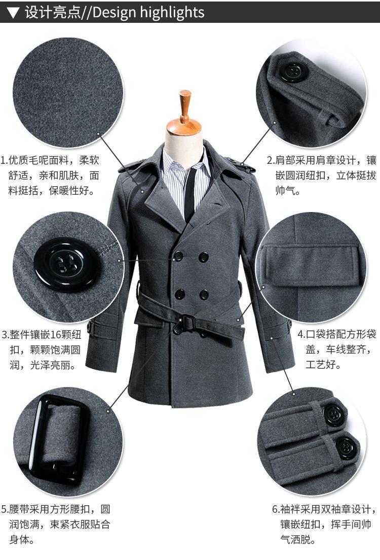 Foreign Trade 2024 Autumn and Winter New Men's Coat Slim-fit Korean Coat Woolen Double-breasted Youth Men's Thick Coat Padilla Innovations LLC