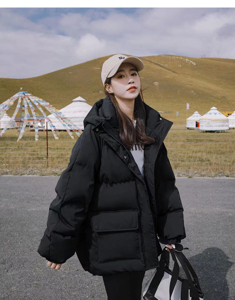 2024 Winter New Cotton-padded Coat Cotton-padded Coat Women's Hooded Bread Suit Short Small College-style Age-reducing Cotton-padded Coat Coat Padilla Innovations LLC