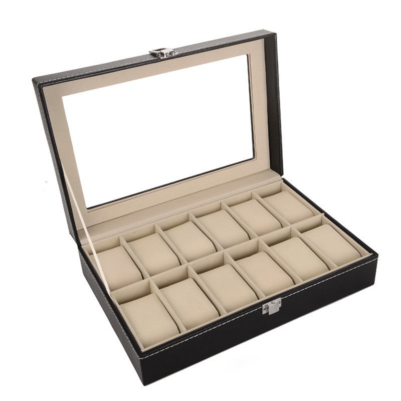 Caja organizadora de piel para relojes, gafas y joyas