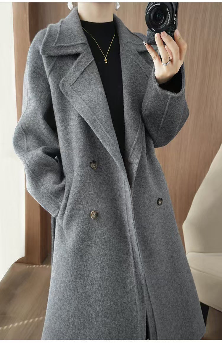 24 Winter New Mid-length Double-sided Wool Coat New Popular Cashmere Coat Thickened Over-the-knee Wool Coat Padilla Innovations LLC