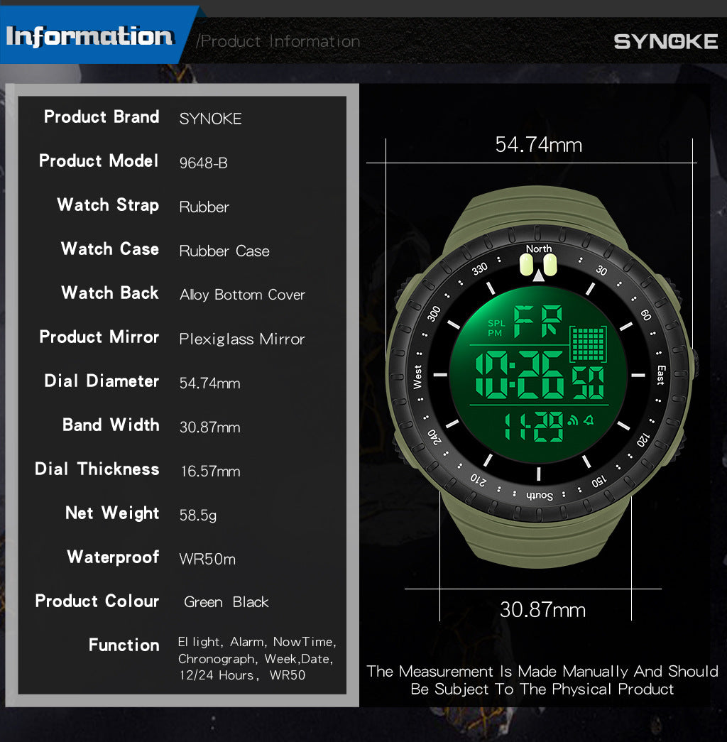 SYNOKE Outdoor Waterproof Digital Watch