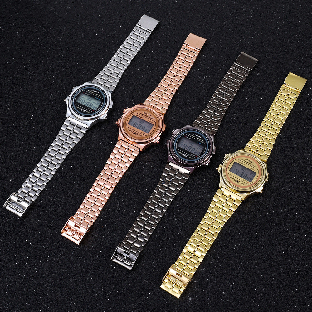 WR F92W Ultra-Thin LED Steel-Band Watch