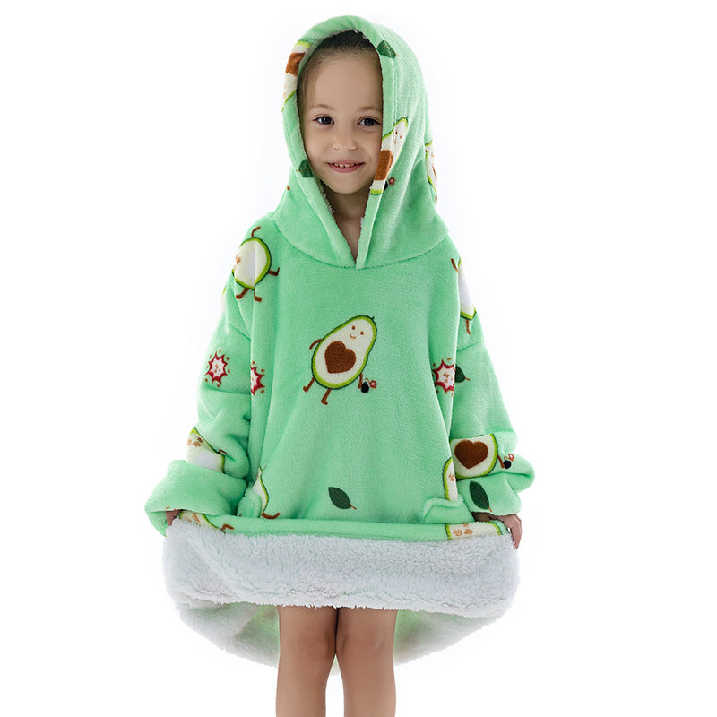New composite winter clothes home pajamas lazy TV blanket baby flannel oversized super thick lambswool cartoon