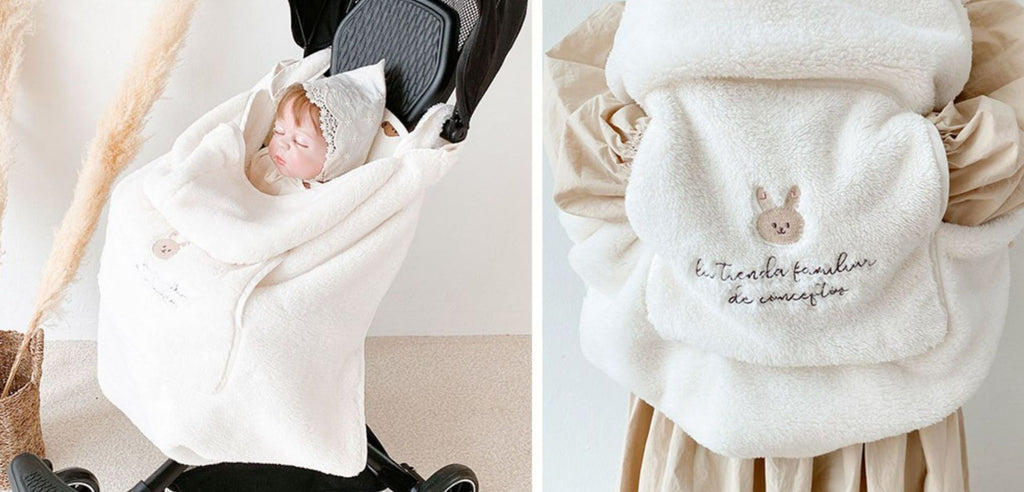 Embroidered Animal Baby Carrier Blanket – 80 × 85 cm