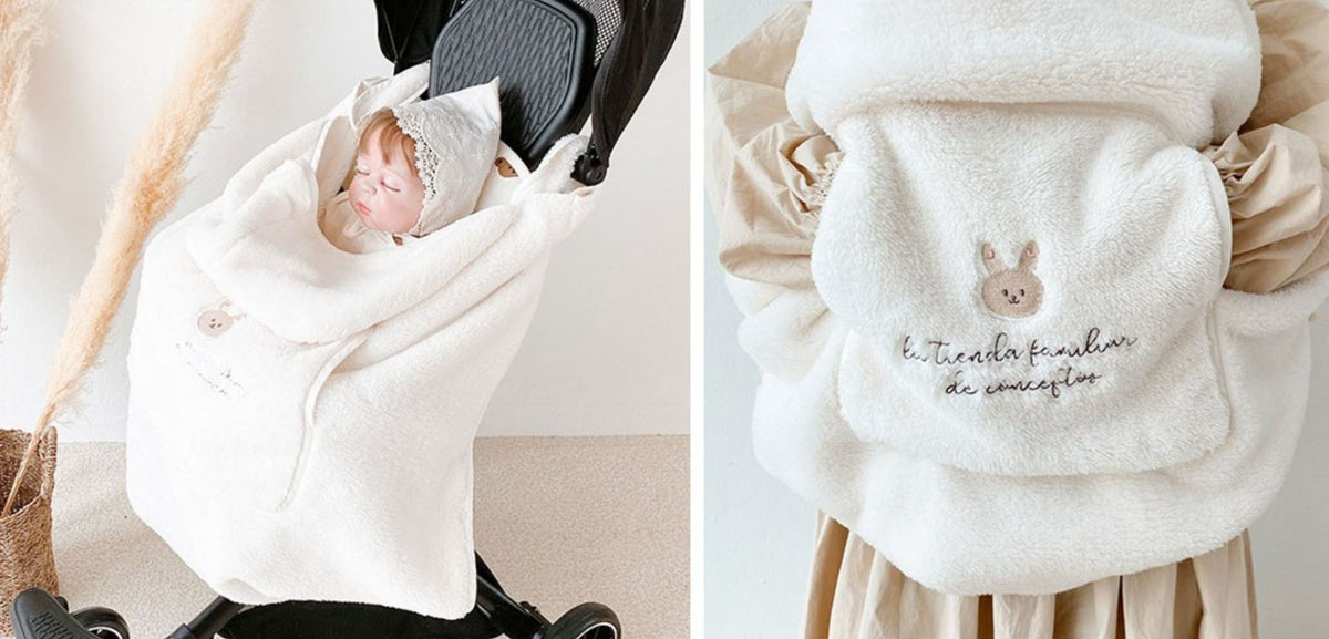 Embroidered Animal Baby Carrier Blanket – 80 × 85 cm