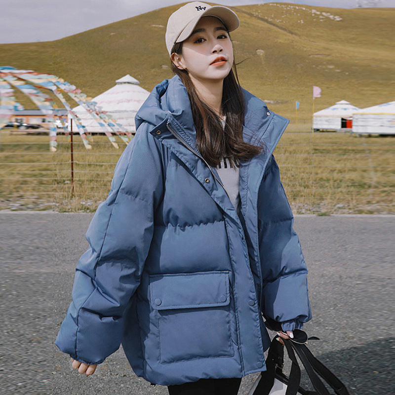 2024 Winter New Cotton-padded Coat Cotton-padded Coat Women's Hooded Bread Suit Short Small College-style Age-reducing Cotton-padded Coat Coat Padilla Innovations LLC