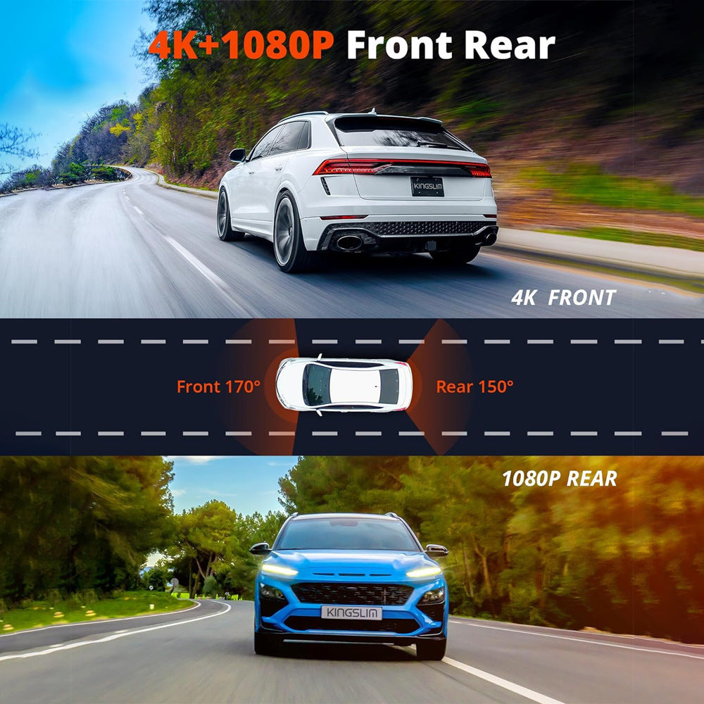 4K Front + 1080p Rear Wi-Fi Dash Camera with ADAS/GPS Options