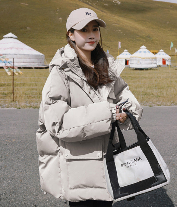 2024 Winter New Cotton-padded Coat Cotton-padded Coat Women's Hooded Bread Suit Short Small College-style Age-reducing Cotton-padded Coat Coat Padilla Innovations LLC