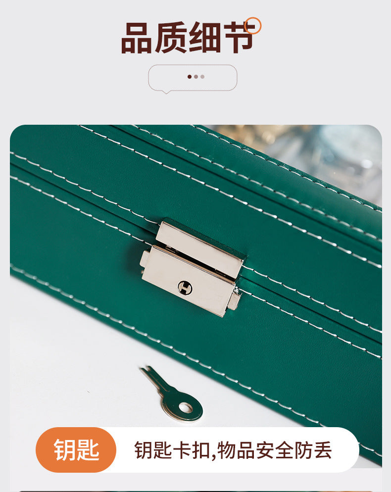 Caja de cuero para guardar relojes y joyas con cerradura