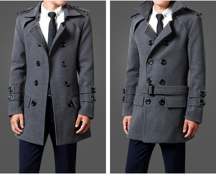 Foreign Trade 2024 Autumn and Winter New Men's Coat Slim-fit Korean Coat Woolen Double-breasted Youth Men's Thick Coat Padilla Innovations LLC