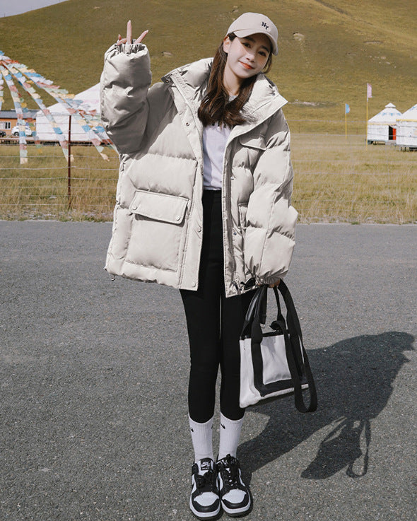 2024 Winter New Cotton-padded Coat Cotton-padded Coat Women's Hooded Bread Suit Short Small College-style Age-reducing Cotton-padded Coat Coat Padilla Innovations LLC