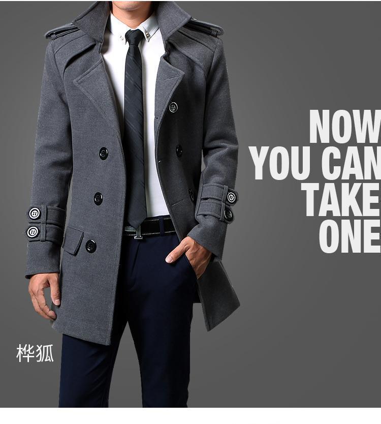 Foreign Trade 2024 Autumn and Winter New Men's Coat Slim-fit Korean Coat Woolen Double-breasted Youth Men's Thick Coat Padilla Innovations LLC