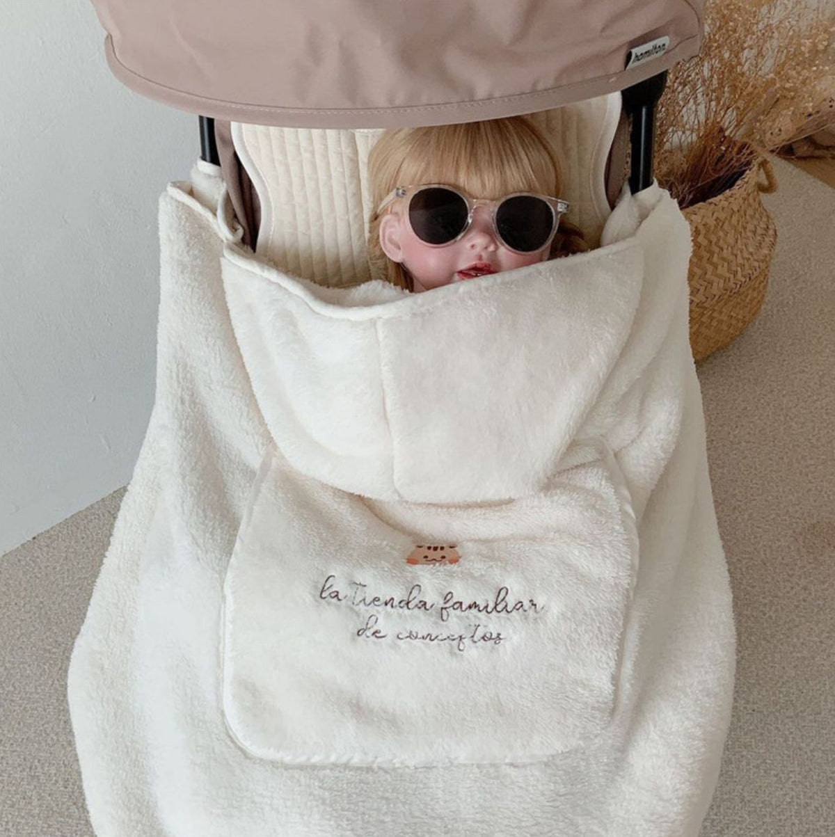 Embroidered Animal Baby Carrier Blanket – 80 × 85 cm