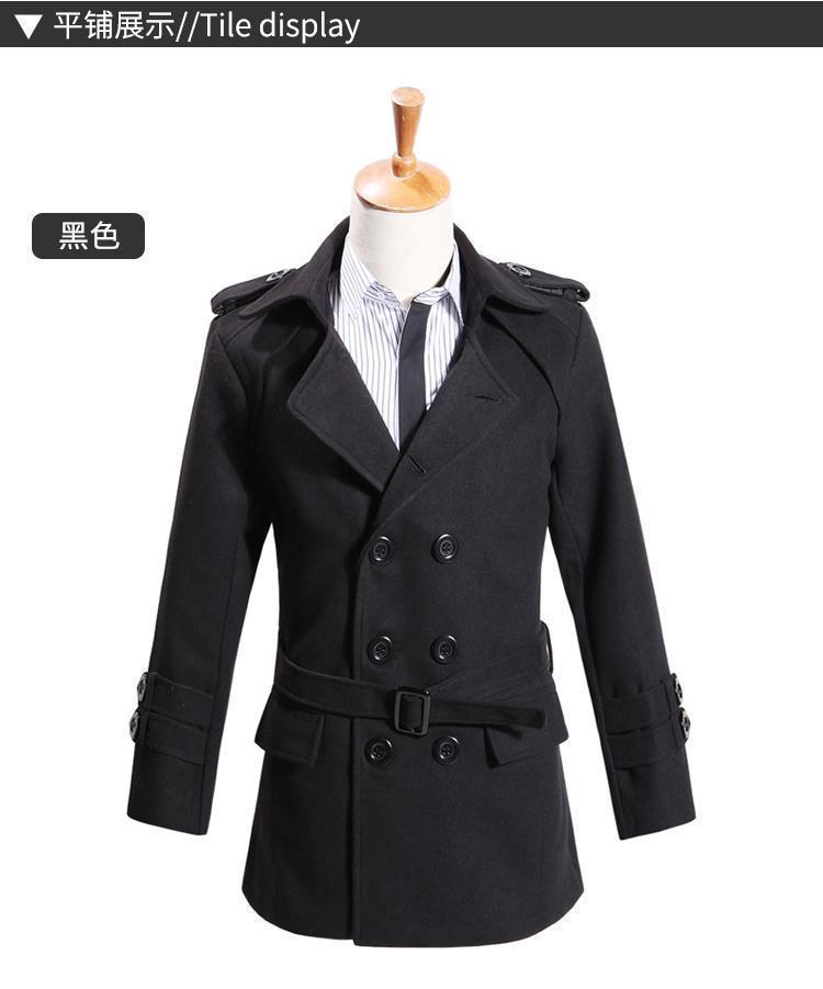 Foreign Trade 2024 Autumn and Winter New Men's Coat Slim-fit Korean Coat Woolen Double-breasted Youth Men's Thick Coat Padilla Innovations LLC