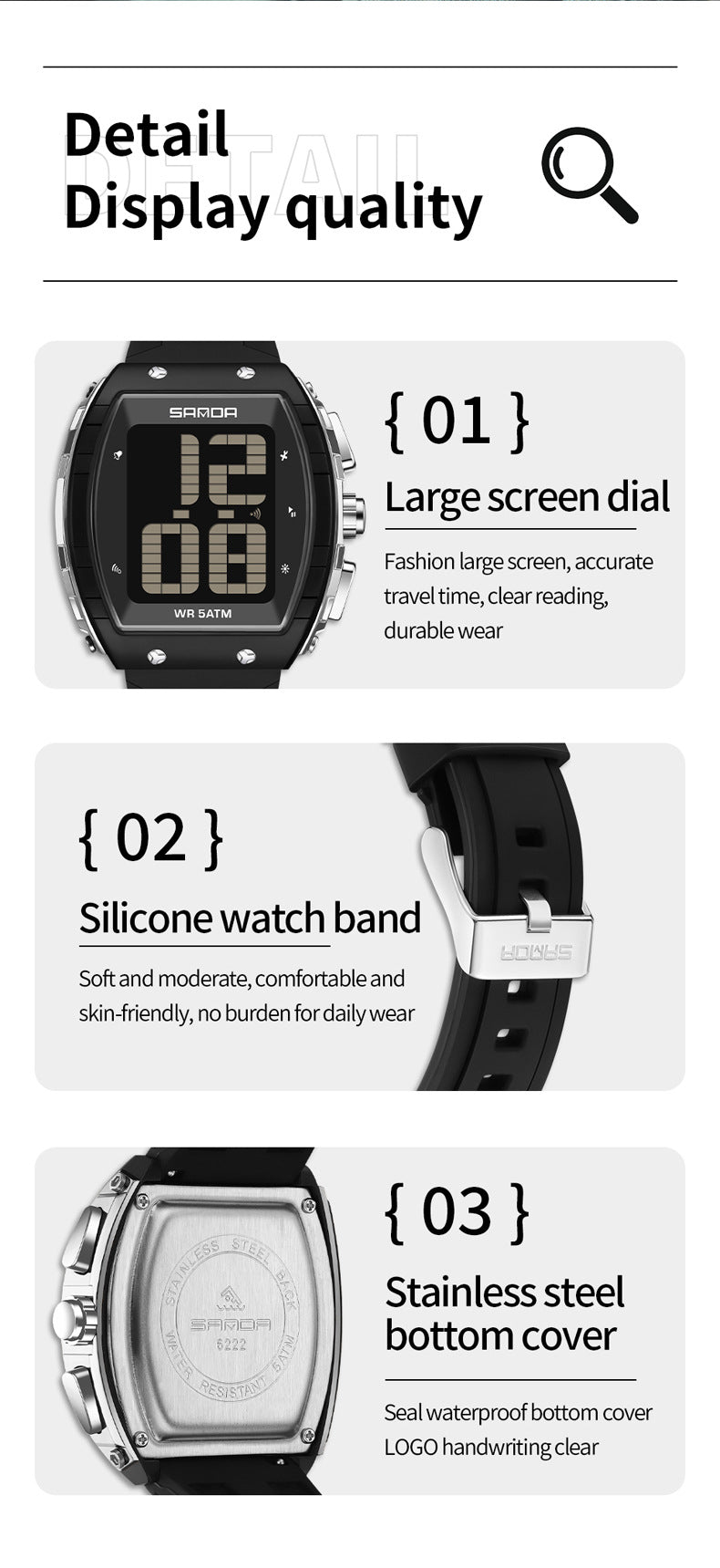 SANDA Large-Screen Talking Digital Watch
