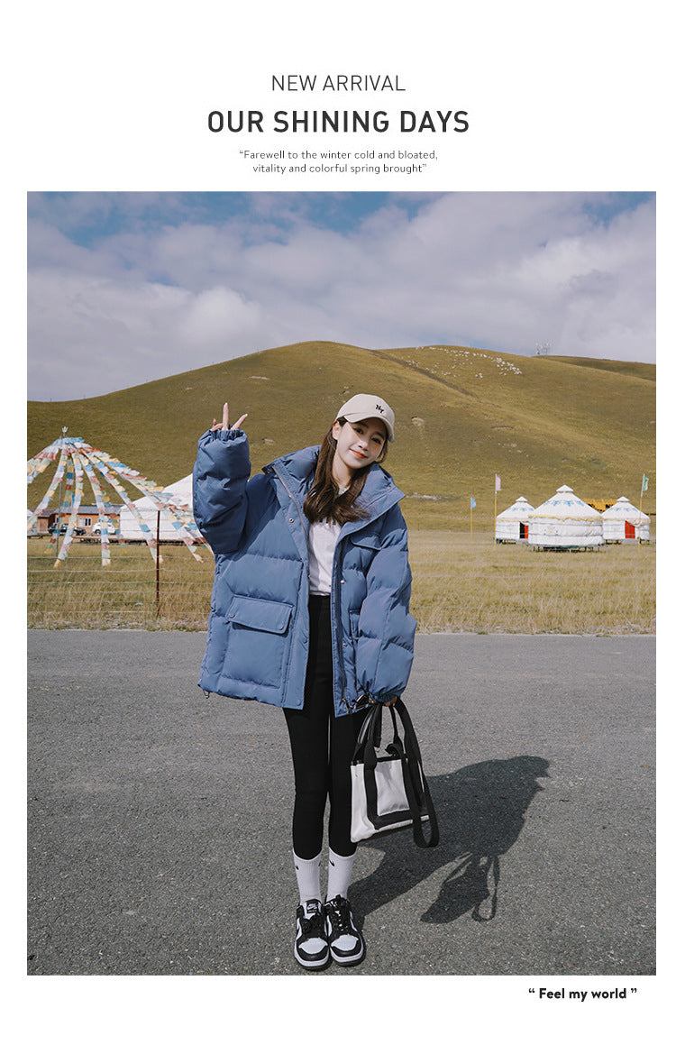 2024 Winter New Cotton-padded Coat Cotton-padded Coat Women's Hooded Bread Suit Short Small College-style Age-reducing Cotton-padded Coat Coat Padilla Innovations LLC
