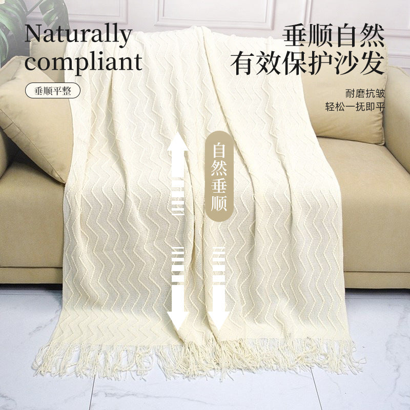 Scandinavian Knitted Tassel Throw Blanket